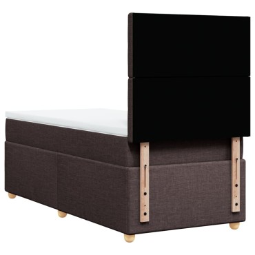 vidaXL Κρεβάτι Boxspring με Στρώμα Σκούρο Καφέ 100x200 εκ. Υφασμάτινο