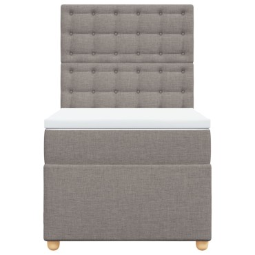 vidaXL Κρεβάτι Boxspring με Στρώμα Taupe 100x200cm Υφασμάτινο 1 τεμ. - Μονό