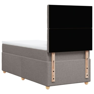 vidaXL Κρεβάτι Boxspring με Στρώμα Taupe 100x200cm Υφασμάτινο 1 τεμ. - Μονό