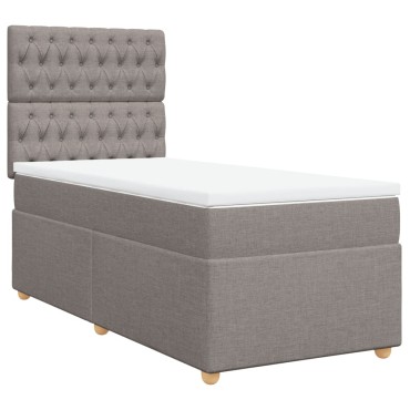 vidaXL Κρεβάτι Boxspring με Στρώμα Taupe 100x200cm Υφασμάτινο 1 τεμ. - Μονό