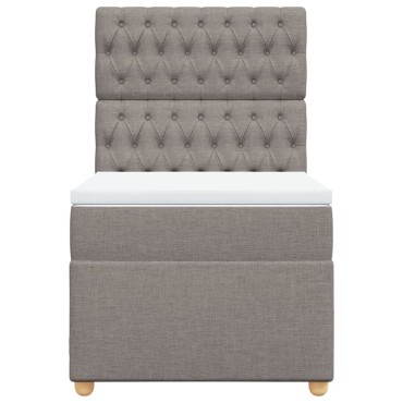 vidaXL Κρεβάτι Boxspring με Στρώμα Taupe 100x200cm Υφασμάτινο 1 τεμ. - Μονό
