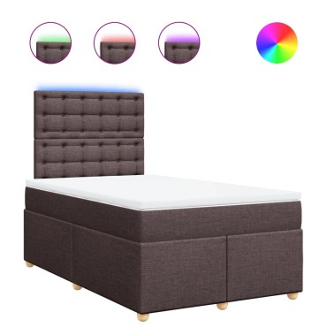 vidaXL Κρεβάτι Boxspring με Στρώμα Σκούρο Καφέ 120x190 εκ Υφασμάτινο