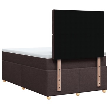 vidaXL Κρεβάτι Boxspring με Στρώμα Σκούρο Καφέ 120x190 εκ Υφασμάτινο