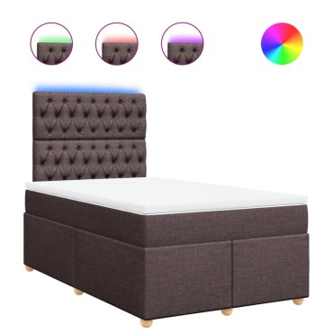 vidaXL Κρεβάτι Boxspring με Στρώμα Σκούρο Καφέ 120x190 εκ Υφασμάτινο