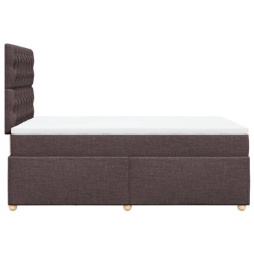 vidaXL Κρεβάτι Boxspring με Στρώμα Σκούρο Καφέ 120x190 εκ Υφασμάτινο