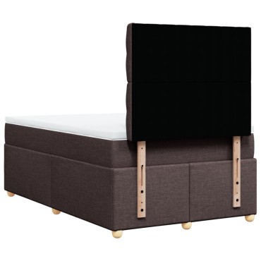 vidaXL Κρεβάτι Boxspring με Στρώμα Σκούρο Καφέ 120x190 εκ Υφασμάτινο