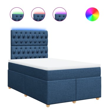 vidaXL Κρεβάτι Boxspring με Στρώμα Μπλε 120x200 εκ. Υφασμάτινο