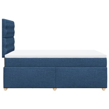 vidaXL Κρεβάτι Boxspring με Στρώμα Μπλε 120x200 εκ. Υφασμάτινο