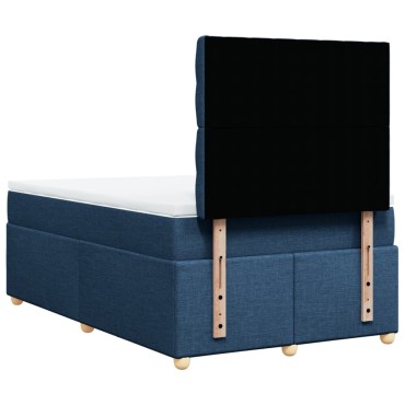 vidaXL Κρεβάτι Boxspring με Στρώμα Μπλε 120x200 εκ. Υφασμάτινο