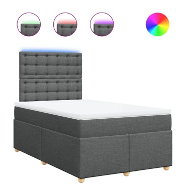 vidaXL Κρεβάτι Boxspring με Στρώμα Σκούρο Γκρι 120x200 εκ. Υφασμάτινο