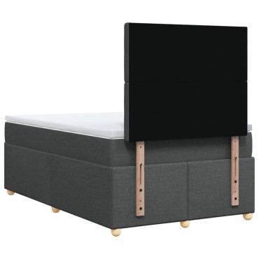 vidaXL Κρεβάτι Boxspring με Στρώμα Σκούρο Γκρι 120x200 εκ. Υφασμάτινο