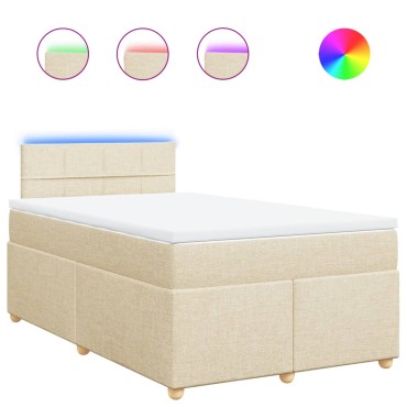 vidaXL Κρεβάτι Boxspring με Στρώμα Κρεμ 120x190cm Υφασμάτινο 1 τεμ. - Μονό