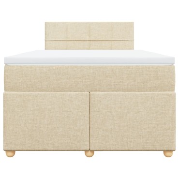 vidaXL Κρεβάτι Boxspring με Στρώμα Κρεμ 120x190cm Υφασμάτινο 1 τεμ. - Μονό