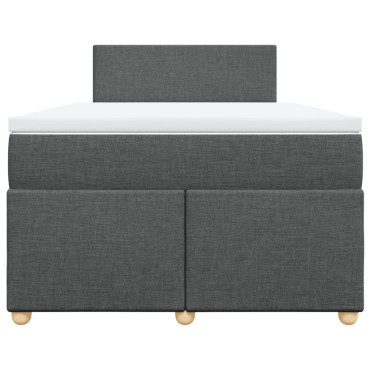 vidaXL Κρεβάτι Boxspring με Στρώμα Σκούρο Γκρι 120x190 εκ Υφασμάτινο