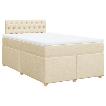 vidaXL Κρεβάτι Boxspring με Στρώμα Κρεμ 120x190 εκ. Υφασμάτινο