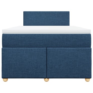 vidaXL Κρεβάτι Boxspring με Στρώμα Μπλε 120x200 εκ. Υφασμάτινο