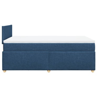 vidaXL Κρεβάτι Boxspring με Στρώμα Μπλε 120x200 εκ. Υφασμάτινο