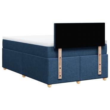 vidaXL Κρεβάτι Boxspring με Στρώμα Μπλε 120x200 εκ. Υφασμάτινο