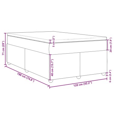 vidaXL Κρεβάτι Boxspring με Στρώμα Μαύρο 120x190 εκ. Υφασμάτινο