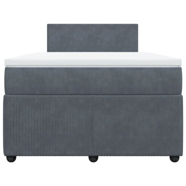 vidaXL Κρεβάτι Boxspring με Στρώμα Σκούρο Γκρι 120x200 εκ. Βελούδινο