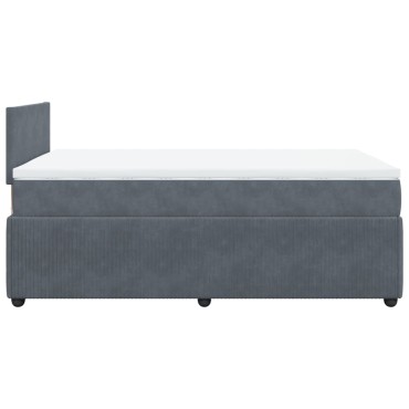 vidaXL Κρεβάτι Boxspring με Στρώμα Σκούρο Γκρι 120x200 εκ. Βελούδινο