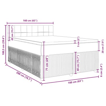 vidaXL Κρεβάτι Boxspring με Στρώμα Σκούρο Πράσινο 160x200εκ. Βελούδινο
