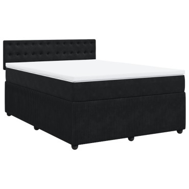 vidaXL Κρεβάτι Boxspring με Στρώμα Μαύρο 140x200cm Βελούδινο 1 τεμ. - Διπλό