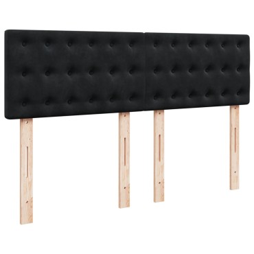 vidaXL Κρεβάτι Boxspring με Στρώμα Μαύρο 140x200cm Βελούδινο 1 τεμ. - Διπλό