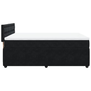 vidaXL Κρεβάτι Boxspring με Στρώμα Μαύρο 140x200cm Βελούδινο 1 τεμ. - Διπλό
