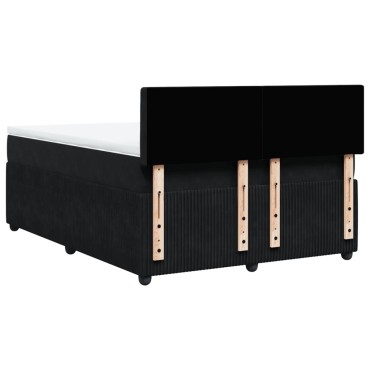 vidaXL Κρεβάτι Boxspring με Στρώμα Μαύρο 140x200cm Βελούδινο 1 τεμ. - Διπλό