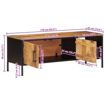 vidaXL Έπιπλο Τηλεόρασης 110x35x40cm Ακατέργαστο Μασίφ Ξύλο Μάνγκο 1 τεμ.