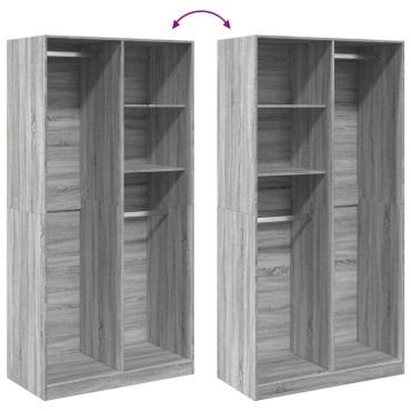 vidaXL Ντουλάπα Γκρι Sonoma 100x50x200cm από Επεξεργασμένο Ξύλο 1 τεμ.