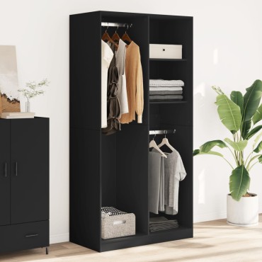 vidaXL Ντουλάπα Μαύρη 100x50x200cm από Επεξεργασμένο Ξύλο 1 τεμ.