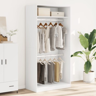vidaXL Ντουλάπα Λευκή 100x50x200cm από Επεξεργασμένο Ξύλο 1 τεμ.