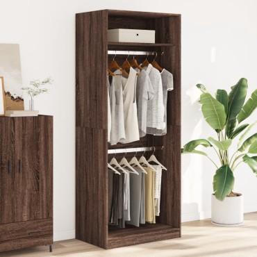 vidaXL Ντουλάπα Καφέ Δρυς 80x50x200cm από Επεξεργασμένο Ξύλο 1 τεμ.