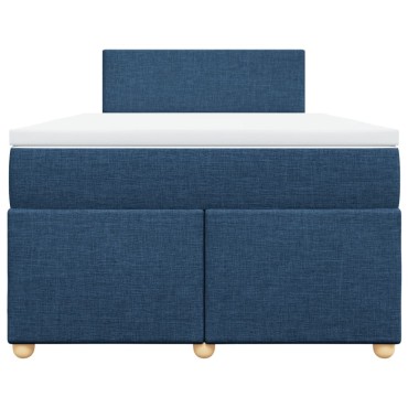 vidaXL Κρεβάτι Boxspring με Στρώμα Μπλε 120x200 εκ. Υφασμάτινο