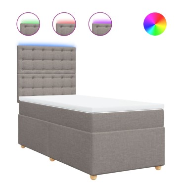 vidaXL Κρεβάτι Boxspring με Στρώμα Taupe 100x200cm Υφασμάτινο 1 τεμ. - Μονό