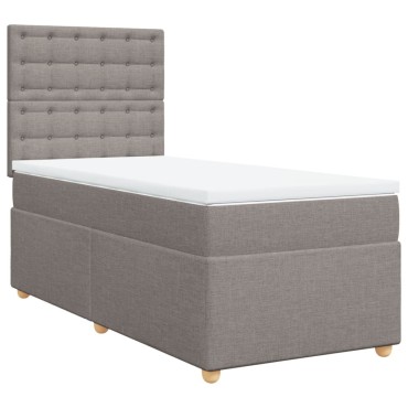 vidaXL Κρεβάτι Boxspring με Στρώμα Taupe 100x200cm Υφασμάτινο 1 τεμ. - Μονό