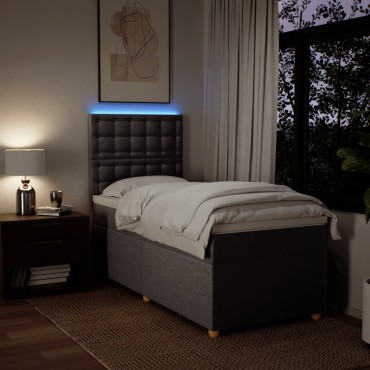 vidaXL Κρεβάτι Boxspring με Στρώμα Taupe 100x200cm Υφασμάτινο 1 τεμ. - Μονό