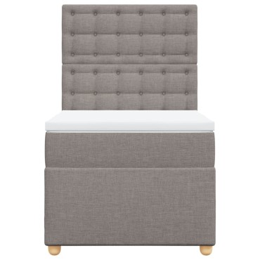 vidaXL Κρεβάτι Boxspring με Στρώμα Taupe 100x200cm Υφασμάτινο 1 τεμ. - Μονό