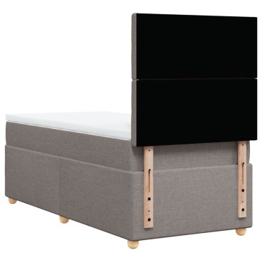 vidaXL Κρεβάτι Boxspring με Στρώμα Taupe 100x200cm Υφασμάτινο 1 τεμ. - Μονό