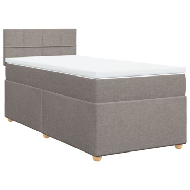 vidaXL Κρεβάτι Boxspring με Στρώμα Taupe 100x200cm Υφασμάτινο 1 τεμ. - Μονό