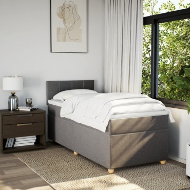 vidaXL Κρεβάτι Boxspring με Στρώμα Taupe 100x200cm Υφασμάτινο 1 τεμ. - Μονό