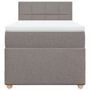 vidaXL Κρεβάτι Boxspring με Στρώμα Taupe 100x200cm Υφασμάτινο 1 τεμ. - Μονό