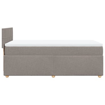 vidaXL Κρεβάτι Boxspring με Στρώμα Taupe 100x200cm Υφασμάτινο 1 τεμ. - Μονό