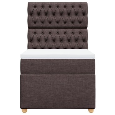 vidaXL Κρεβάτι Boxspring με Στρώμα Σκούρο Καφέ 100x200 εκ. Υφασμάτινο