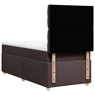 vidaXL Κρεβάτι Boxspring με Στρώμα Σκούρο Καφέ 100x200 εκ. Υφασμάτινο