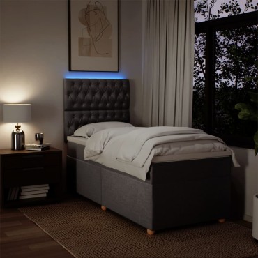 vidaXL Κρεβάτι Boxspring με Στρώμα Taupe 100x200cm Υφασμάτινο 1 τεμ. - Μονό