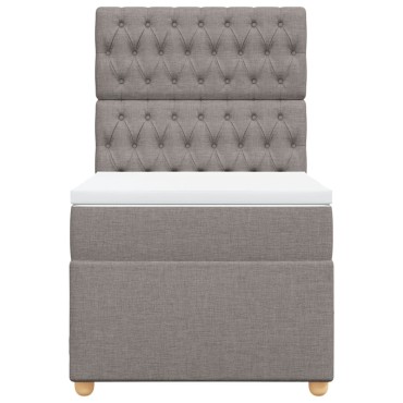 vidaXL Κρεβάτι Boxspring με Στρώμα Taupe 100x200cm Υφασμάτινο 1 τεμ. - Μονό