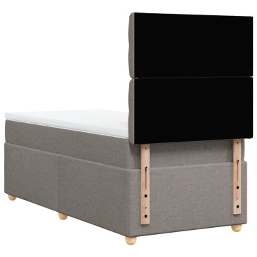 vidaXL Κρεβάτι Boxspring με Στρώμα Taupe 100x200cm Υφασμάτινο 1 τεμ. - Μονό